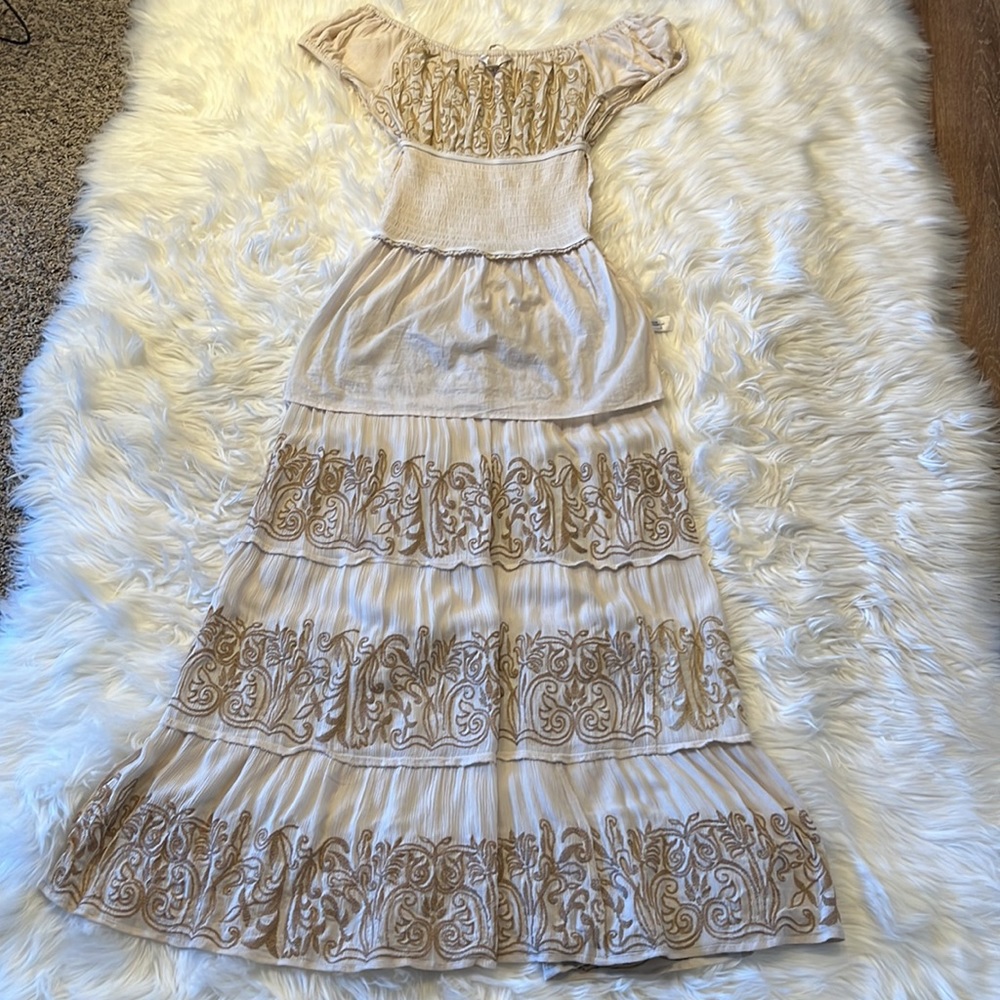 Boston Proper Bamboo Sequin Peasant Maxi Dress - Picture 12 of 15
